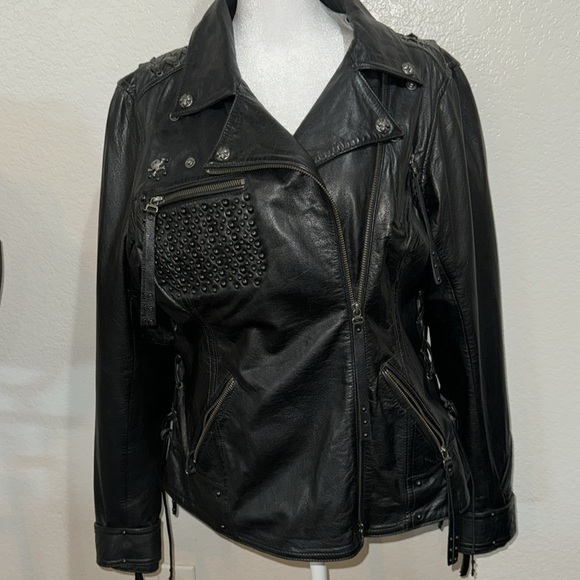 Genuine Heavy Harley Davidson leather Jacket women’s Size L - Picture 2 of 16